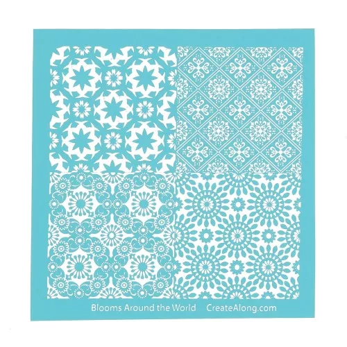 Silk Screen pour Pâte polymère 109x109 mm - Motif Blooms Around the World x1