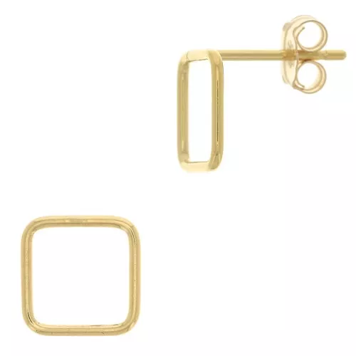 Boucles d'oreilles carré évidé 8 mm - Gold filled (or laminé) x2