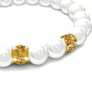 Perle tube motif fleurs 6x7 mm avec gros trou - Argent 925 Doré à l'or fin x1