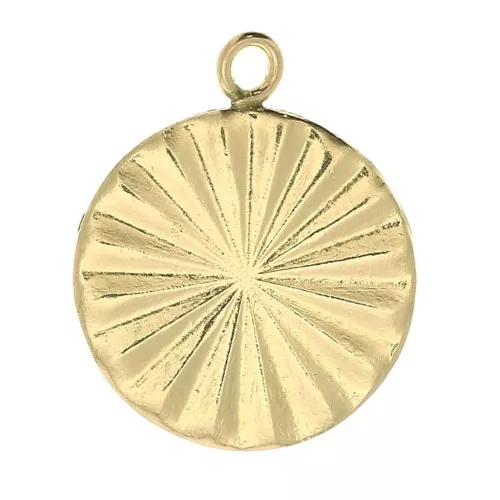 Breloque ronde travaillée 12x10 mm - Gold filled (or laminé) x1
