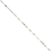 Chaîne maille fantaisie - résine époxy 1.5 mm - Bleu clair - Acier inox x90cm