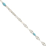 Chaîne maille fantaisie - résine époxy 1.5 mm - Bleu clair - Acier inox x90cm