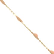 Chaîne maille Forçat - résine époxy 2.6 mm - Saumon - Acier inox 304 doré x90cm|raw }}