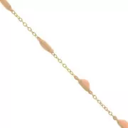 Chaîne maille Forçat - résine époxy 2.6 mm - Saumon - Acier inox 304 doré x90cm