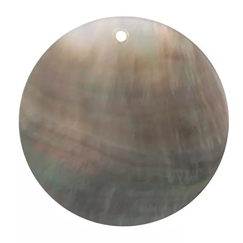 Pendentif rond 30 mm en nacre - Gris irisé x1