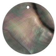 Pendentif rond 40 mm en nacre - Gris irisé x1|raw }}