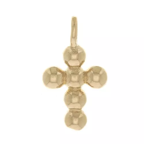Breloque croix avec petites boules 12x7 mm - Plaqué Or 3 microns x1