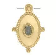 Pendentif ovale travaillé avec pierre de lune 22x15 mm - Plaqué Or 3 microns x1