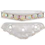 Rondelle Demi-Lune 3 trous 22x8 mm argentée Crystal AB x1