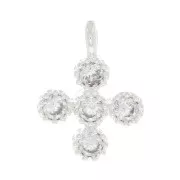 Mini breloque croix 9x7 mm avec Oxydes de Zirconium 1.3 mm - Placage Argent fin x1