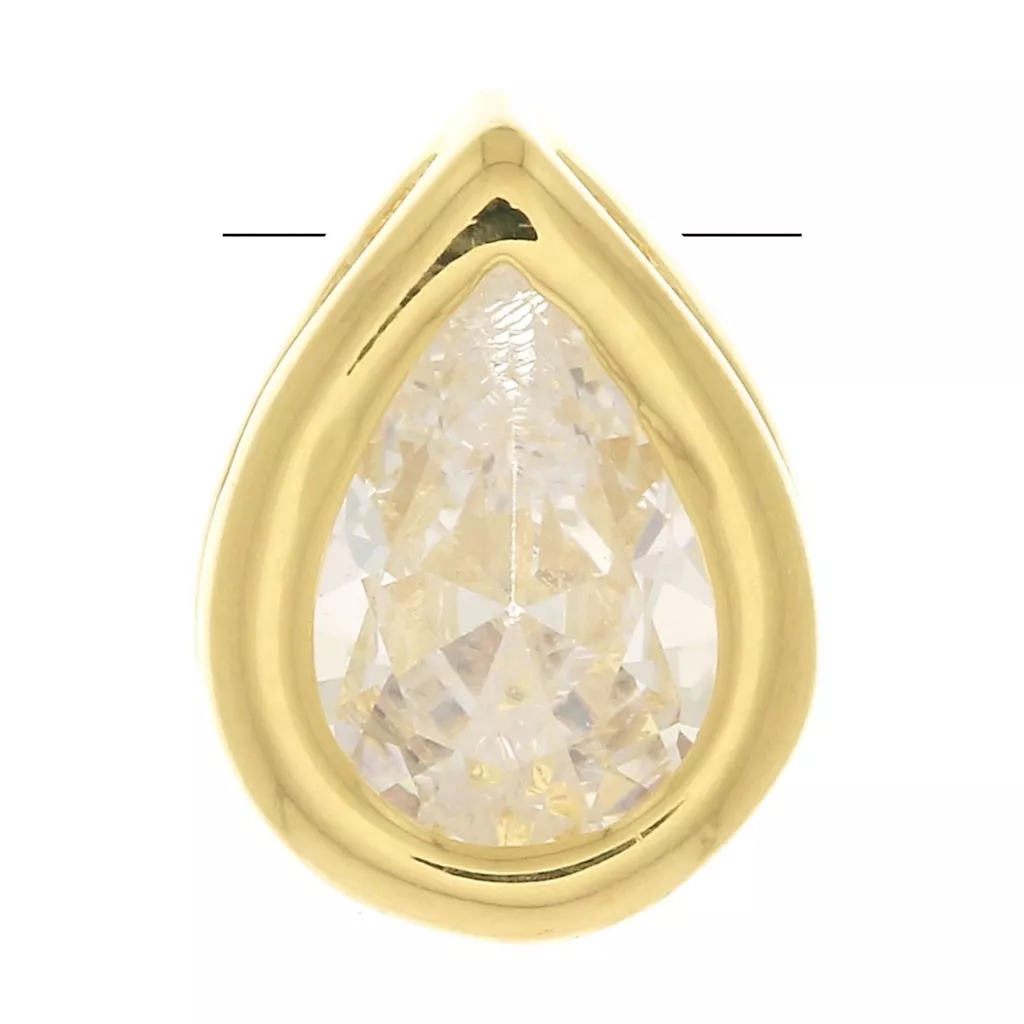 Pendentif Argent 925/000 Rhodié Oxyde De Zirconium 19mm - Goutte Ajourée Élégante