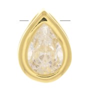Pendentif goutte avec un oxyde de zirconium 9x6 mm - Doré à l'or fin - Crystal x1