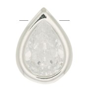 Pendentif goutte avec un oxyde de zirconium 9x6 mm - Placage Argent fin - Crystal x1|raw }}