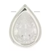Pendentif goutte avec un oxyde de zirconium 9x6 mm - Placage Argent fin - Crystal x1
