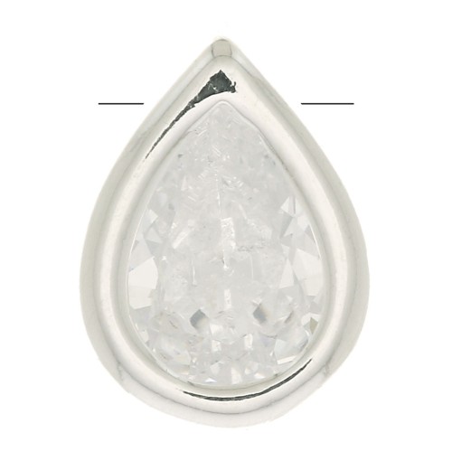Pendentif goutte avec un oxyde de zirconium 9x6 mm - Placage Argent fin - Crystal x1