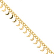 Chaîne maille Rombo avec petites lunes 6.75 mm - Doré à l'or fin x50cm|raw }}