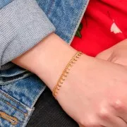 Chaîne maille Rombo avec petites lunes 6.75 mm - Doré à l'or fin x50cm