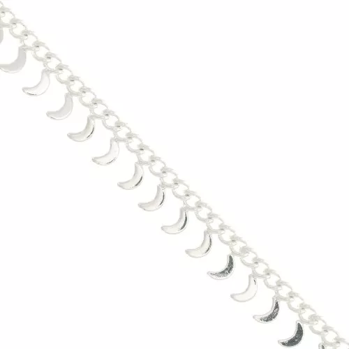 Chaîne maille Rombo avec petites lunes 6.75 mm - Placage argent fin x50cm