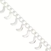 Chaîne maille Rombo avec petites lunes 6.75 mm - Placage argent fin x50cm