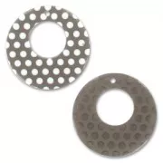 Pendentif 34 mm Light Grey à pois Blanc x1