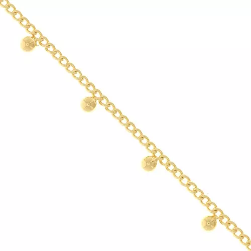 Chaîne maille Rombo avec petites boules 4.8 mm  - Doré à l'or fin x50cm
