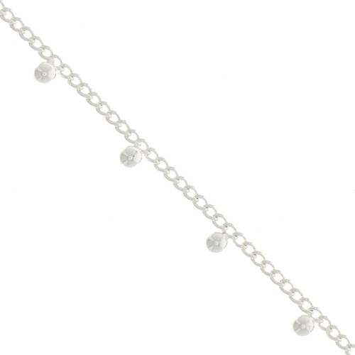 Chaîne maille Rombo avec petites boules 4.8 mm - Placage argent fin x50cm
