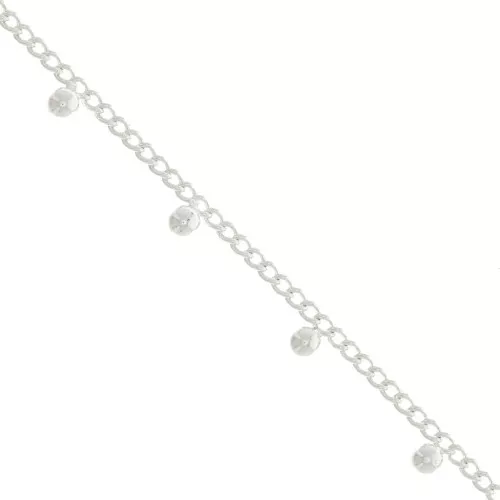 Chaîne maille Rombo avec petites boules 4.8 mm - Placage argent fin x50cm