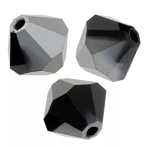 Perles toupies Preciosa - Rondelle Bead 6 mm - Jet Hematite Half x12