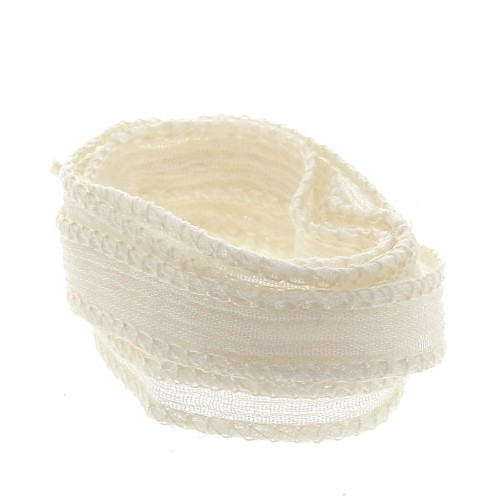 Ruban de soie 10 mm - Ecru x85cm