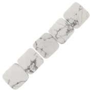 Perle facettée carrée 12 mm en pierre gemme - Howlite x1