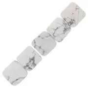 Perle facettée carrée 12 mm en pierre gemme - Howlite x1