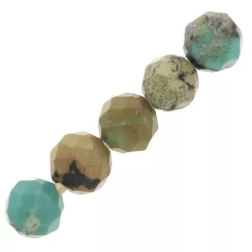 Perles rondes facettées 3 mm pierre gemme - Turquoise naturelle x25