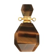 Flacon de parfum pendentif - 38x20 mm - Oeil de tigre - Acier inox 304 Doré x1|raw }}