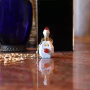 Flacon de parfum pendentif en pierre gemme 38x20 mm - Howlite - Acier inox Doré x1