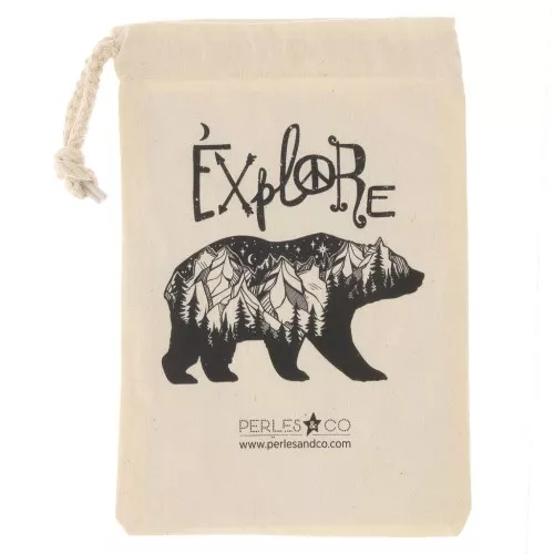 Pochon en coton by Perles&Co - Explore - 140x210 mm - Beige - Noir x1