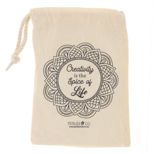 Pochon en coton by Perles&Co - Creativity - 140x210 mm - Beige - Noir x1