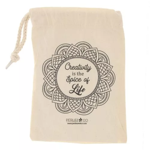 Pochon en coton by Perles&Co - Creativity - 140x210 mm - Beige - Noir x1