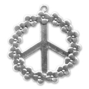 Pendentif peace fleuri 40 mm argenté vieilli x1|raw }}