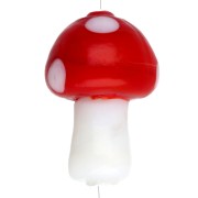 Perle champignon 15x11 mm en verre - motif pois - Rouge - Blanc x1|raw }}