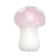 Perle champignon 14X10 mm en verre - motif pois - Rose clair - Blanc x1