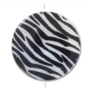 Perle plate en nacre - imprimé 30 mm Zèbre x1