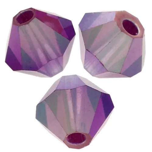 Perles toupies Preciosa - Rondelle Bead 4 mm - Fuchsia AB 2X x30