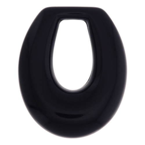 Pendentif goutte évidée en résine opaque 33x27 mm - Noir x1