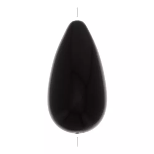Perle poire en résine opaque 26x14 mm - Noir x1