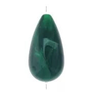 Perle poire en résine opaque 26x14 mm - Vert foncé marbré x1