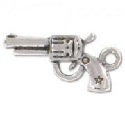 Breloque pistolet 23 mm argenté vieilli x1|raw }}