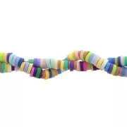 Perles Heishi rondelles  en pâte polymère 3x1 mm - Multicolore pastel x39cm