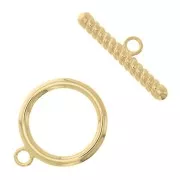 Fermoir T 20 mm - barre torsadée - Plaqué Or 3 microns x1