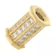 Perle cylindre avec oxydes de zirconium 15x9.5 mm - Crystal - Plaqué Or 3 microns x1