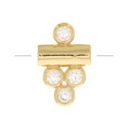Perle tube avec 4 oxydes de zirconium 11x7 mm - Crystal - Plaqué Or 3 microns x1|raw }}